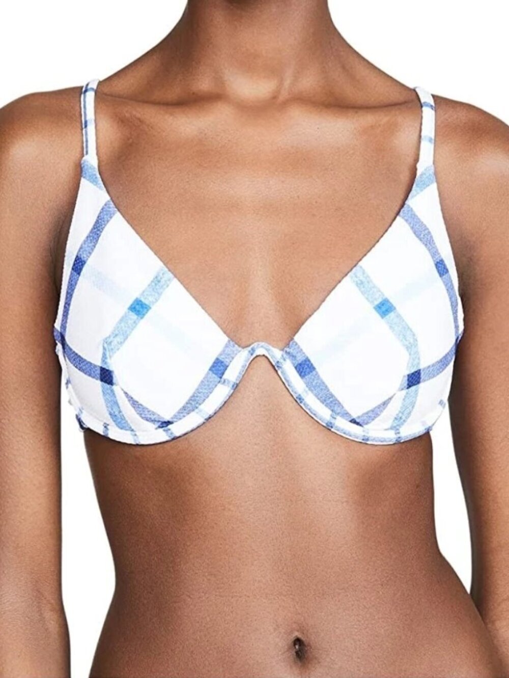 Red Carter Women's Ivy Bikini Top White & Blue Swimwear Beach Summer Size XS NWT
